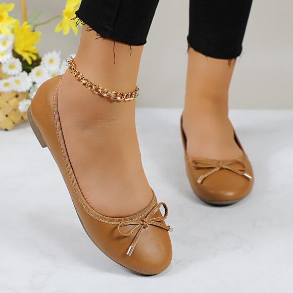 Women's Cushioned Insole Classic Bow Tie Ballerina Flat - Picture 2 of 10